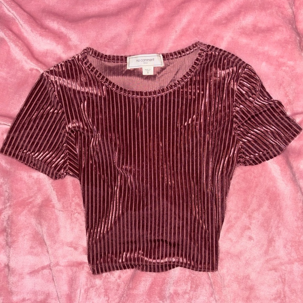 No Comment Women's Velvet Crop Top - Burgundy
